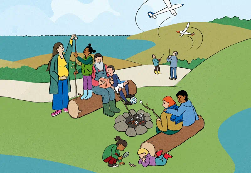 Dekorativt billede af fællesskaber og venner