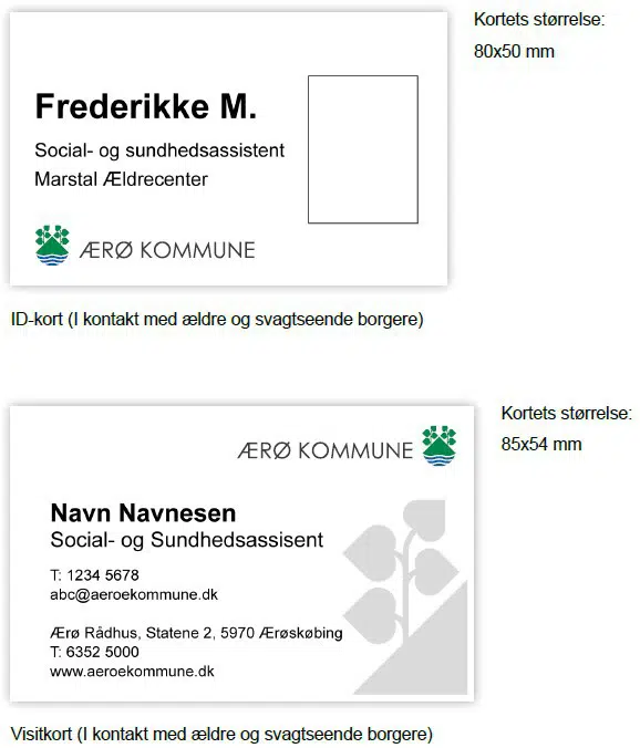 Eksempel på ID- og vistkort for svagtseende.