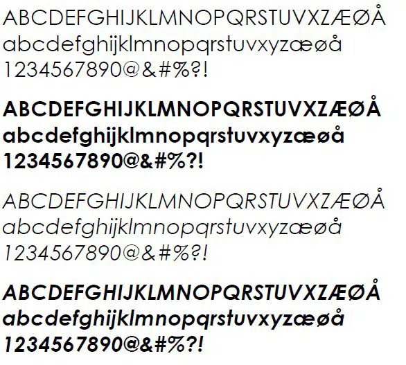 Visualisering af skrifttypen Century Gothic.