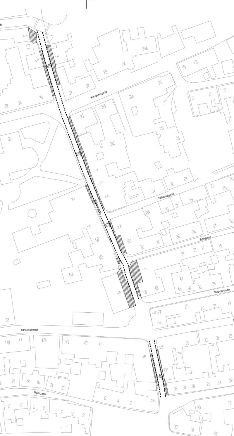 Markering af henholdsvis yderzone og færdselszone
