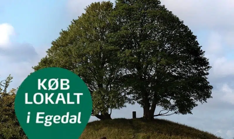 Egetræ med opfordring til at købe lokalt