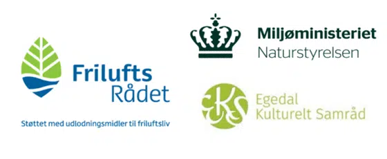 Logoer for samarbejdspartnerne Friluftsrådet, Miljøstyrelsen under Naturstyrelsen og Egedal Kulturelt Samråd