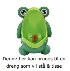Billede af pissoir som ligner en frø til drenge som vil stå og tisse 