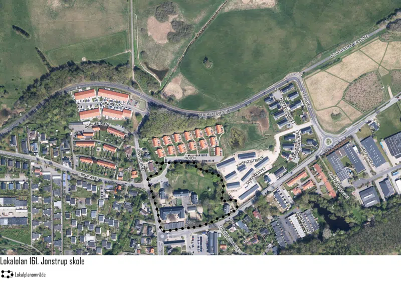 Kortet viser afgrænsningen af lokalplanområdet.