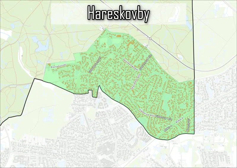 Kort over Hareskovby