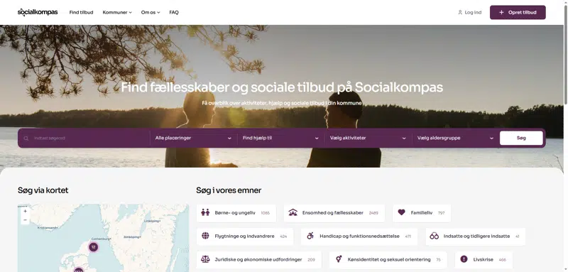 Foto af hjemmesiden Socialkompas.dk