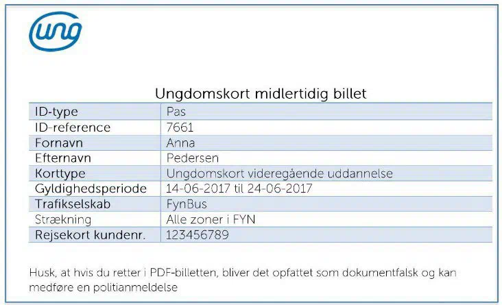 Midlertidigt ungdomskort