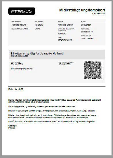 Midlertidigt ungdomskort