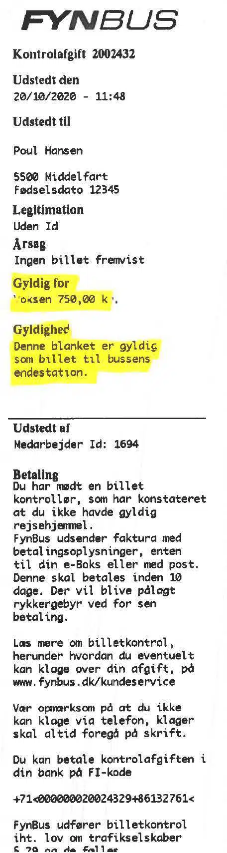 kontrolafgift voksen