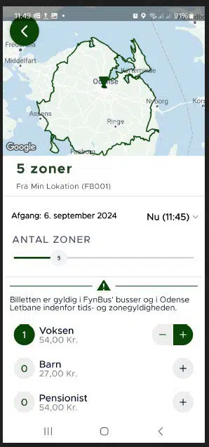 rejsebillet screen shot