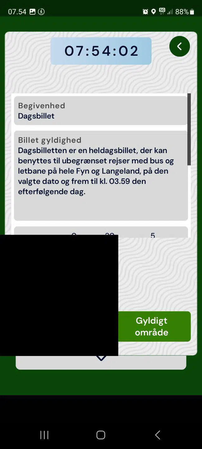 Dagsbillet i rejsebillet