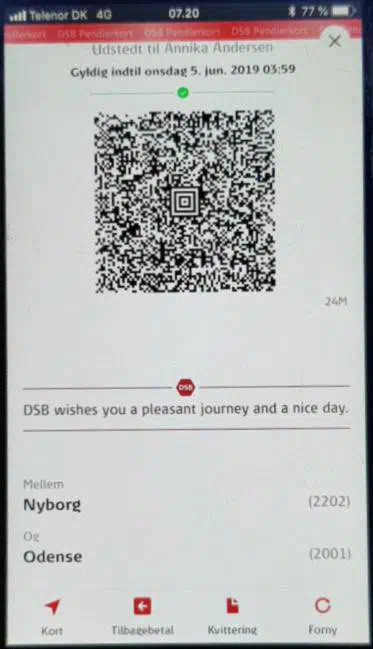 dsb pendlerkort på app