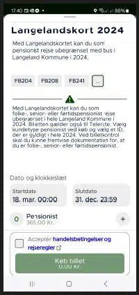 Langelandskortet i Rejsebillet