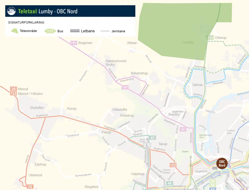 Kort over Teletaxi-området Lumby