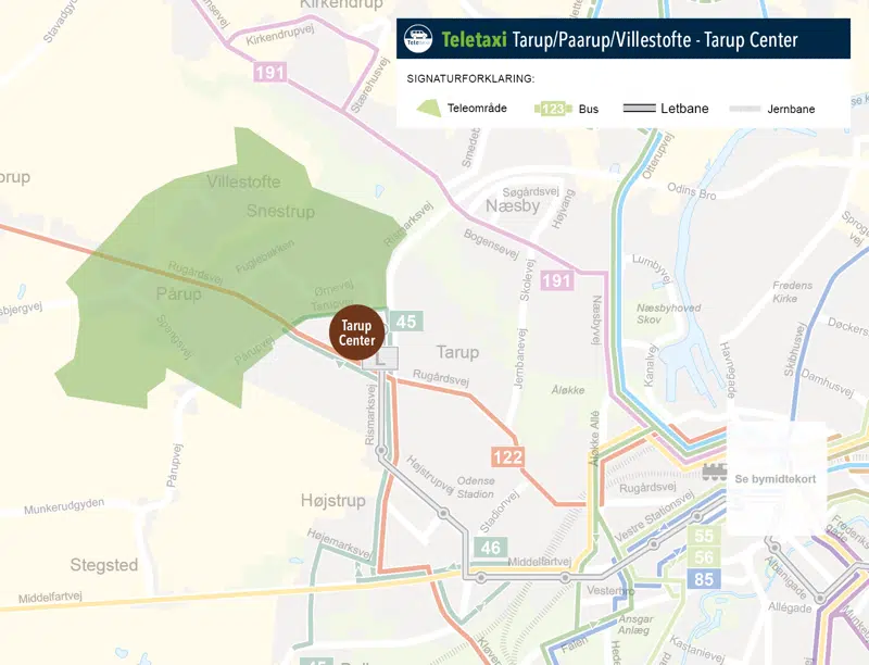 Kort over teleområde Tarup, Paarup og Villestofte