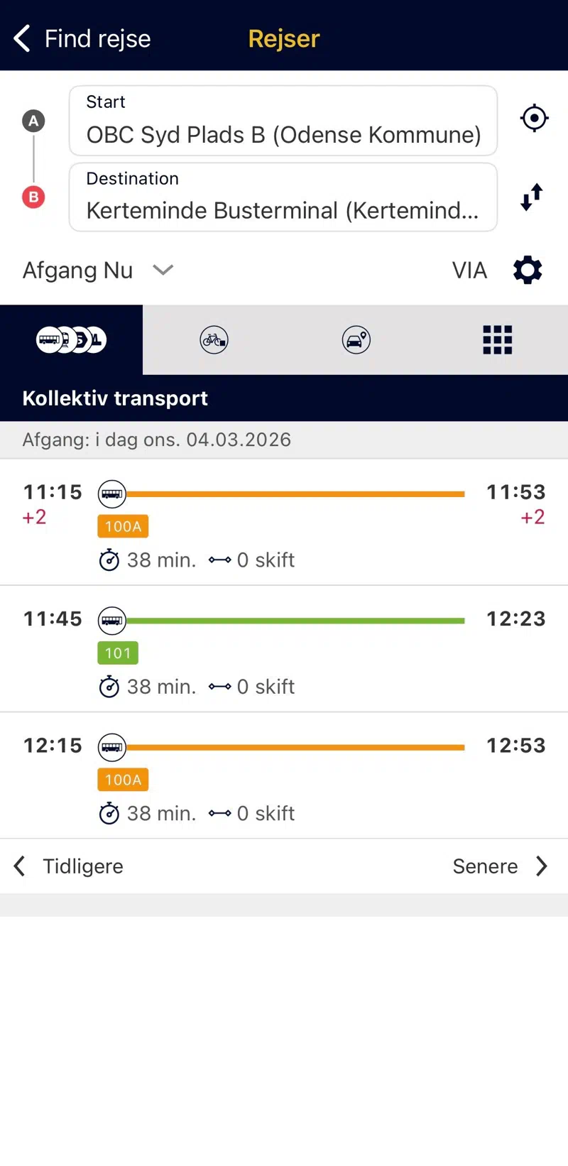 Billede af rejseplanens forside