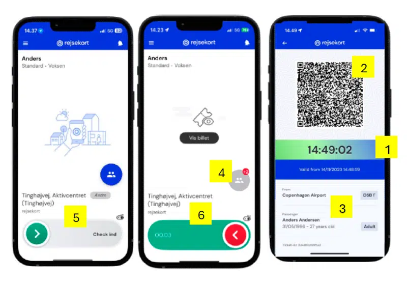 Rejsekort som app - billetoversigt
