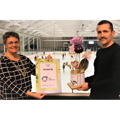 Borgmester Trine Græse og vinder af Bæredygtighedsprisen 2020, Ben McPherran.