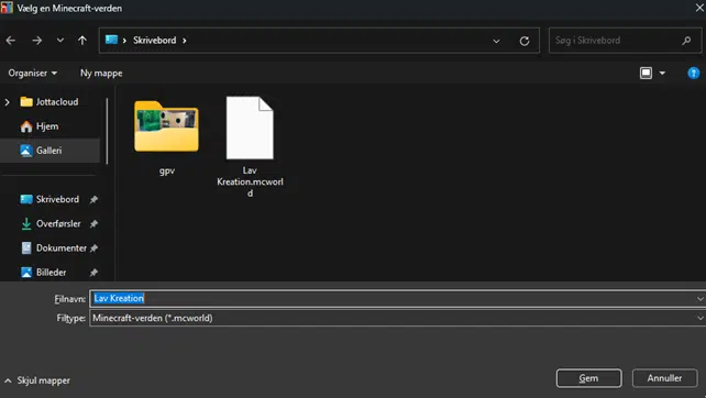Gem Minecraft Verdenen på skrivebordet