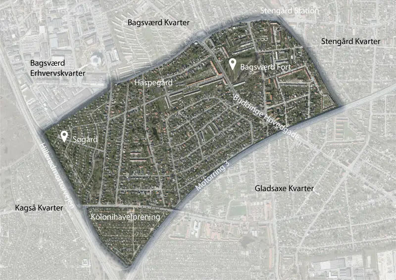 Kortet viser Haspegård Kvarter