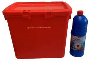 Rød kasse til farligt affald 