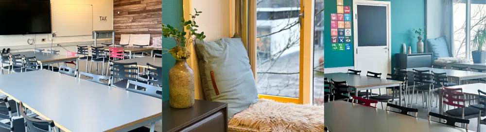 Lokale 3 er indrettet i et kølige nordiske nuancer med 5 mødeborde og flere behagelige siddepladser langs den ene væg og i vindueskarmen