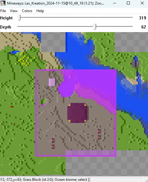 Hold højre museknap nede og træk for at markere et område, du vil eksportere