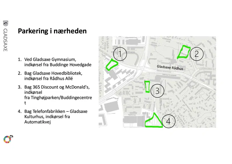 Kort med anvisning af parkering