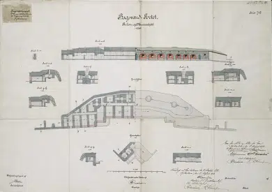 Tegning der viser opbygning af Bagsværd Fort