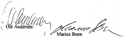 Underskrifter tilhørende dette regulativ
