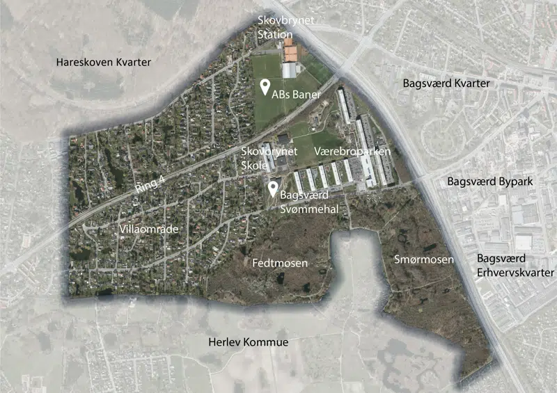 Kortet viser Værebro Kvarter