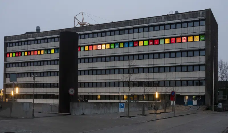 Verdensmålshuset ved aftentid 2019