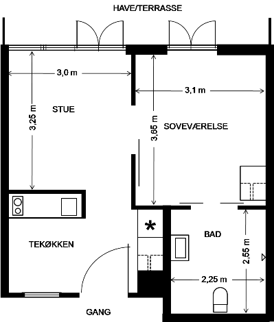 Plantegning unikahuset bolig stuen A