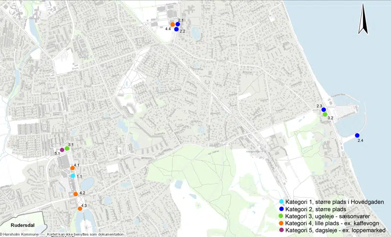 Kort over stadepladsernes placering