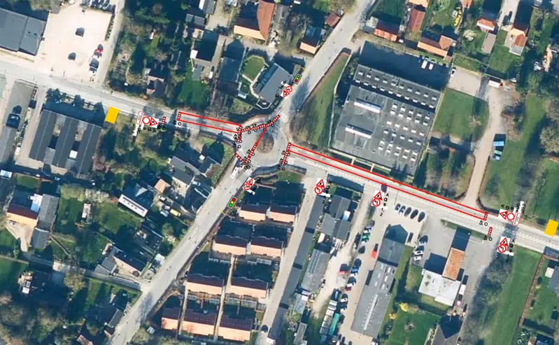 Kortudsnit af afspærring på Bækgårdsvej