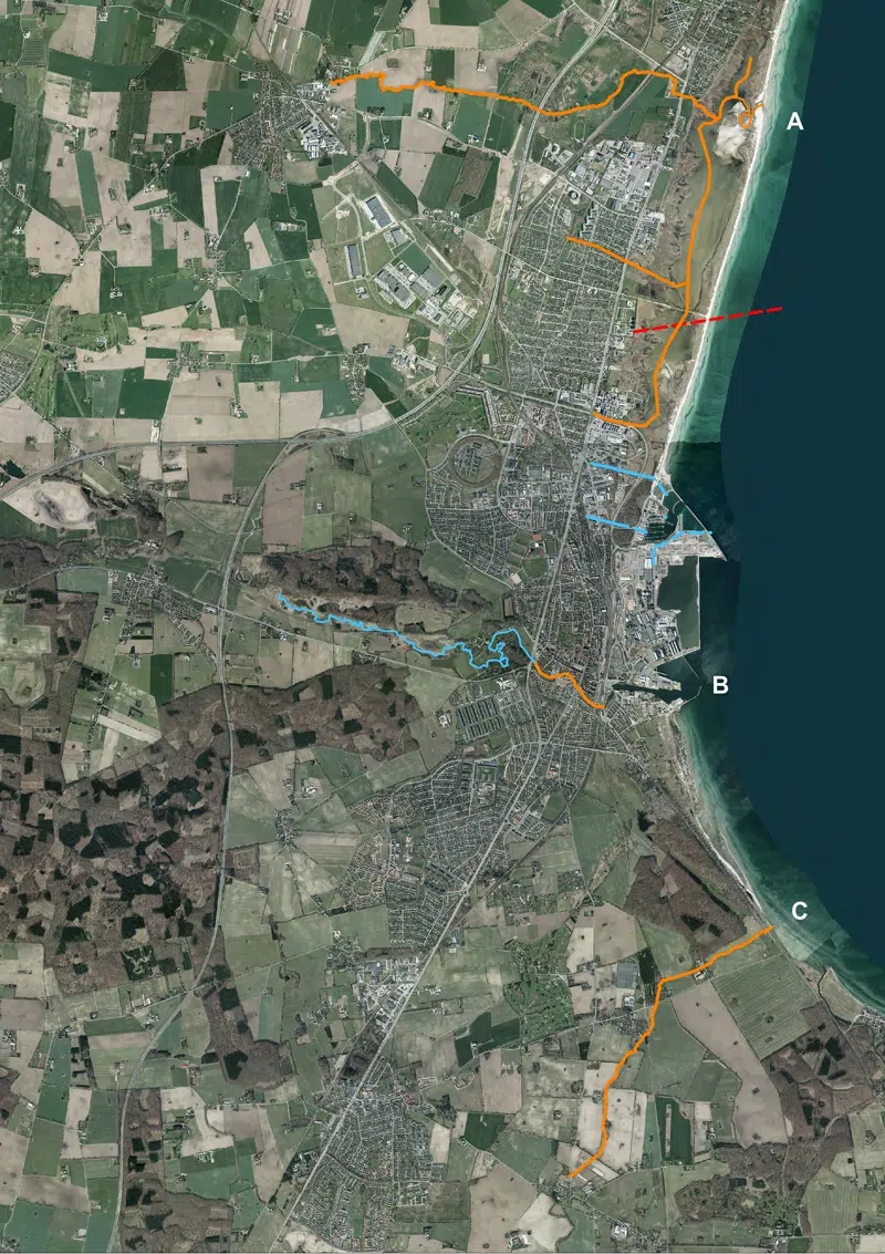 Kort over udløb i Køge Bugt