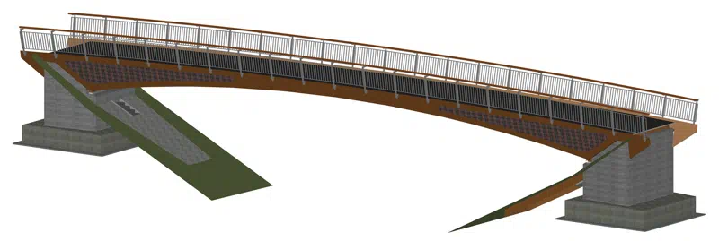 3D tegning af den nye stibro