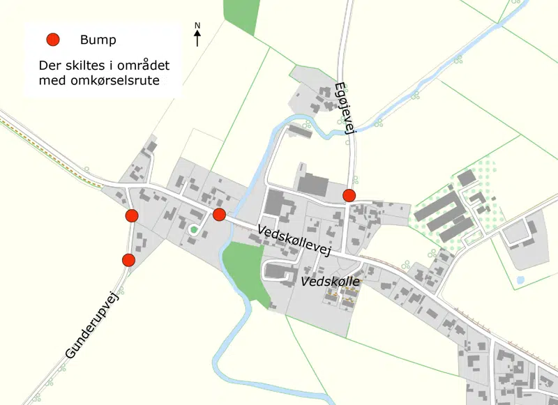 Kort der viser hvor bumpene etableres