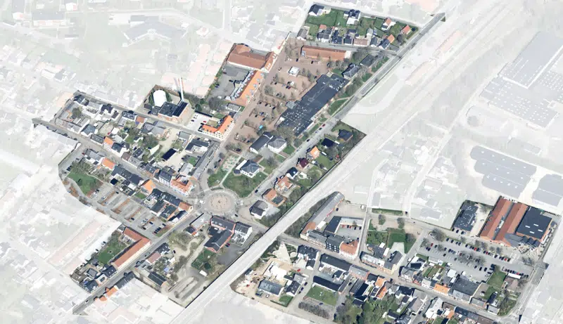 Afgrænsning af Vamdrups bymidte