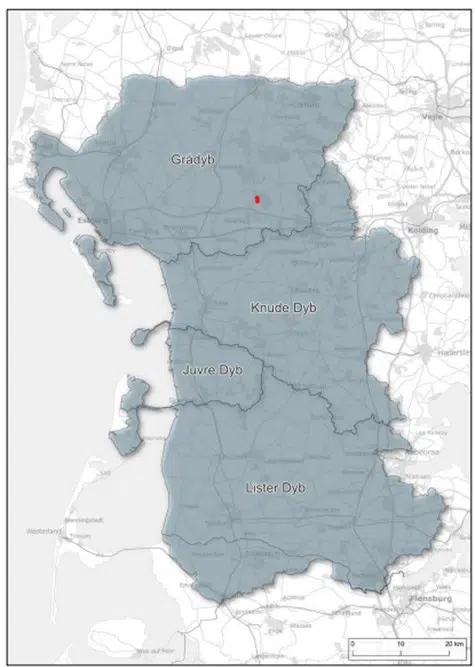 Kort over deloplande til Vadehavet jf. Vaandområdeplaner.