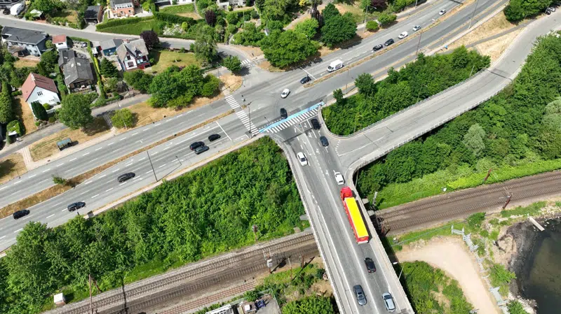 Luftfoto krydset Fynsvej-Jens Holms Vej