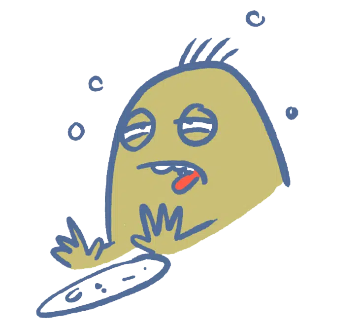 En der er meget mæt og skubber tallerkenen fra sig