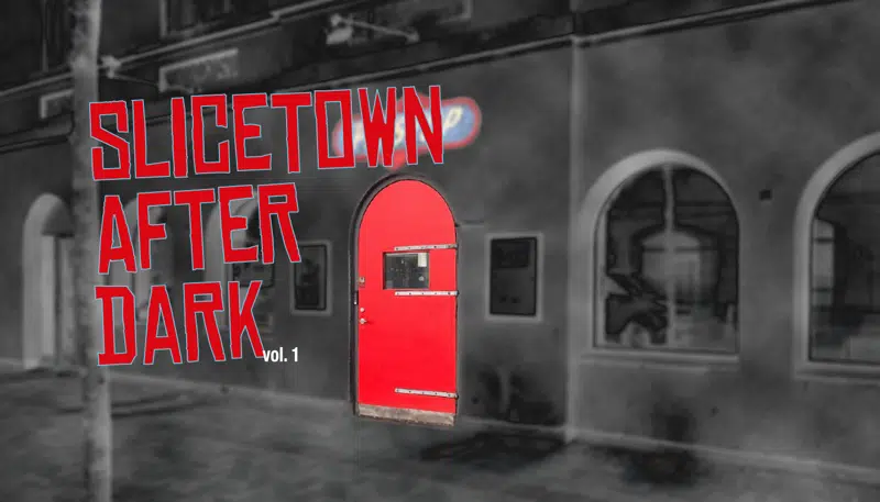 Plakat fra forestillingen Slicetown after dark