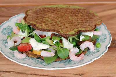 Spinatvafler med fyld