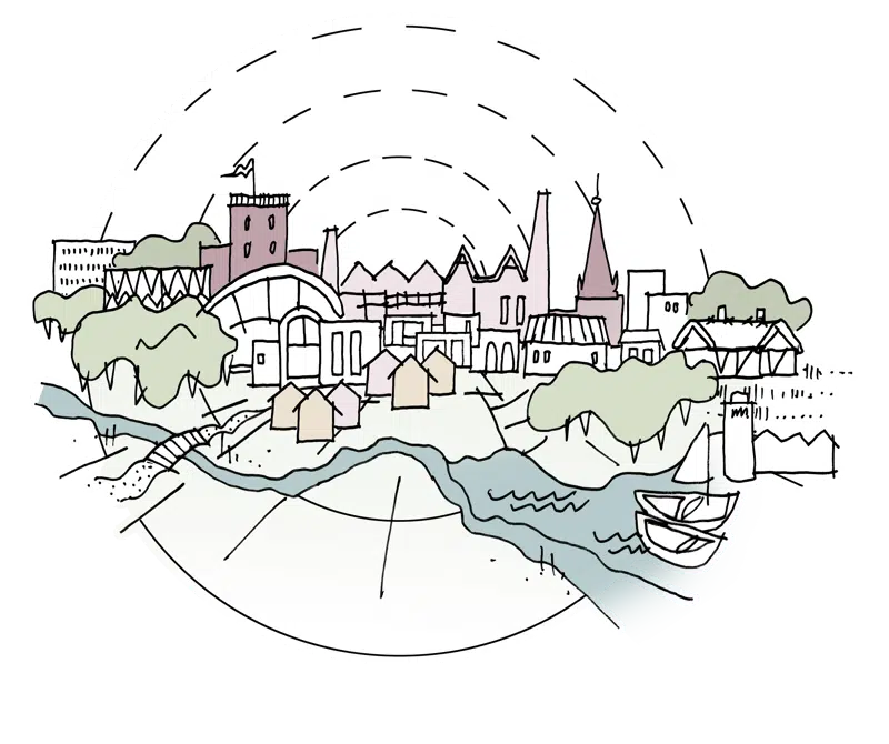 Tegning af Koldings skyline