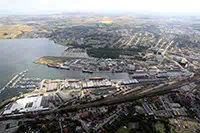 Luftfoto af Kolding Havn fra nord