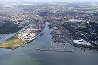 Luftfoto af Kolding Havn fra øst