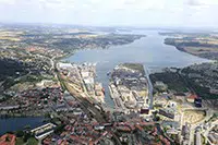 Luftfoto af Kolding Havn fra vest