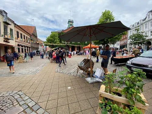 Torvedag med boder i Koldings gader