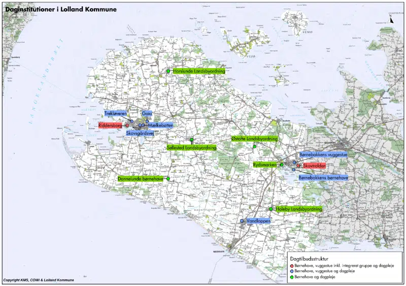 Kort over institutionernes placering